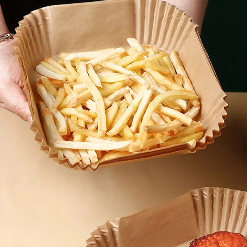 Disposable Air Fryer Paper Liners – Non-Stick Baking Bowls 50/100 Pcs
