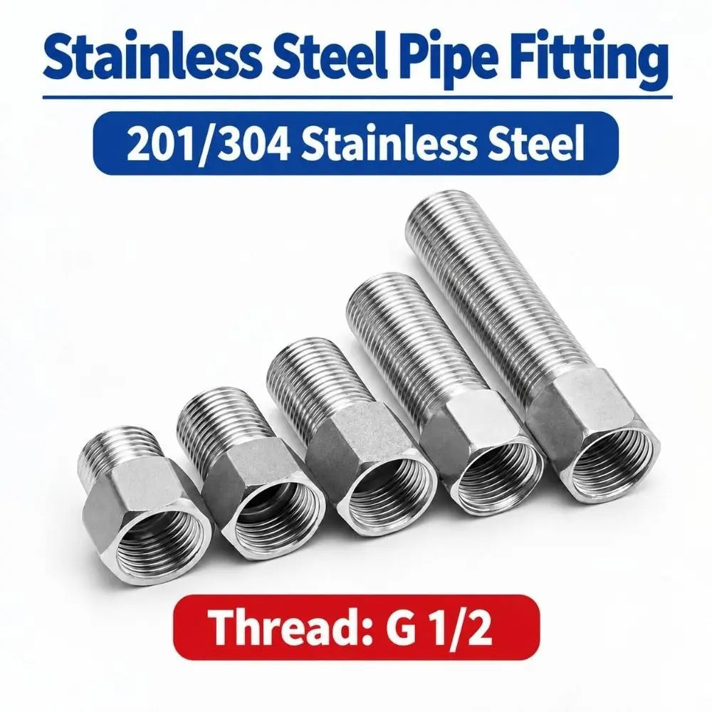 304 SS G 1/2" Hex Head Coupling Pipe Extension Nipple