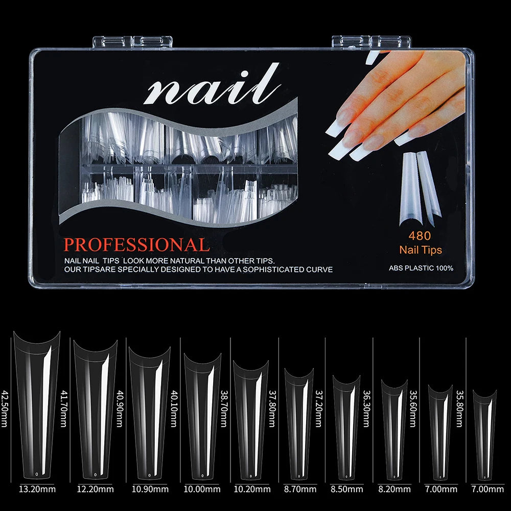 French Fake Nails Long Tips 400-500pc – Eelhoe Press-On Set