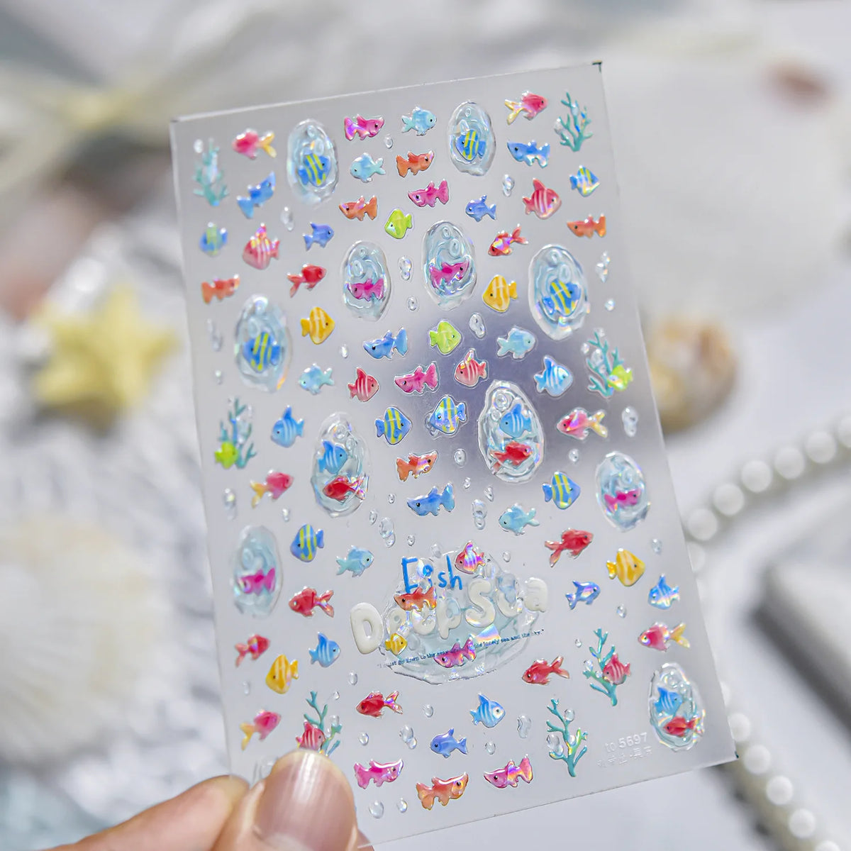 Ocean Theme Nail Stickers – Fish & Seaweed Nail Art Decals