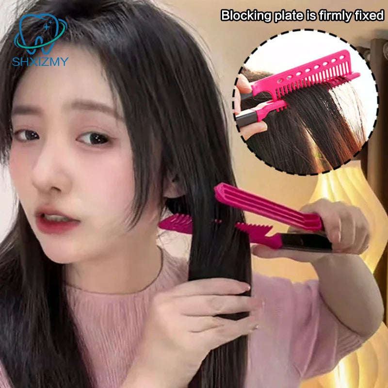 V-Type Hair Straightener Brush – Styling Comb for Men & Women