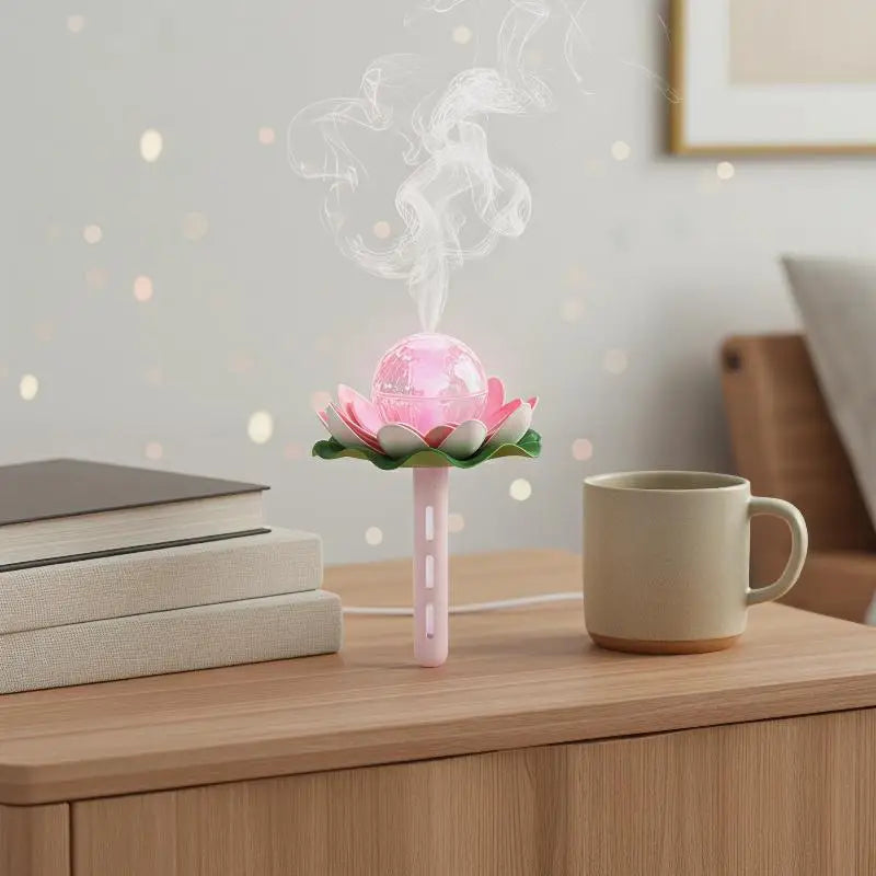 Lotus USB Humidifier Stick with LED Lights – Portable Mist Maker