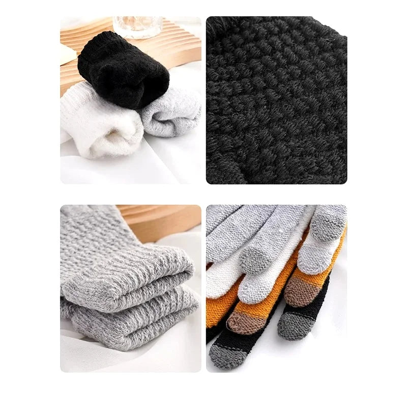Women's Cashmere Knit Touch Screen Winter Gloves – Warm & Chic