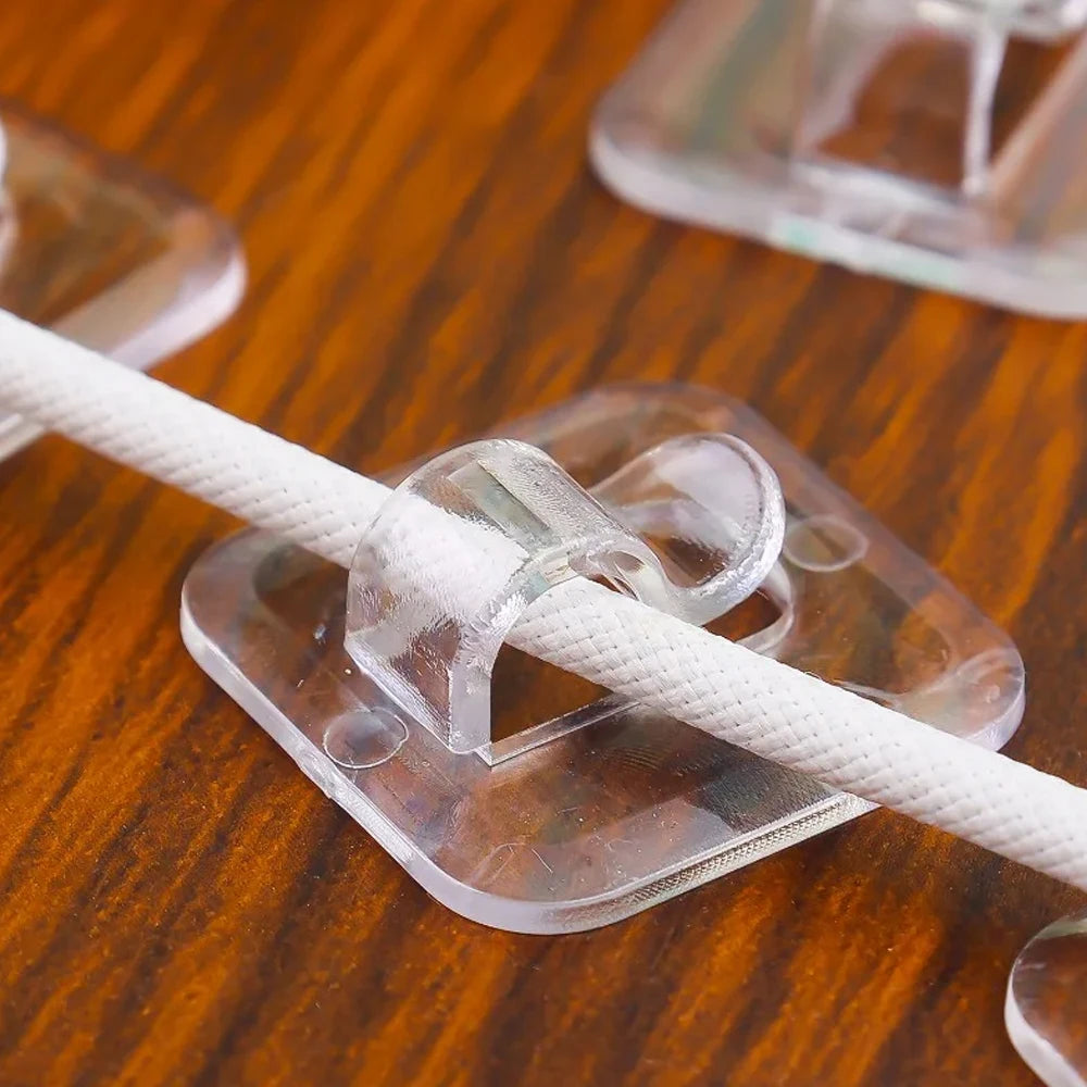 Self Adhesive Cable Hooks – Clear Wall Clips for String Lights