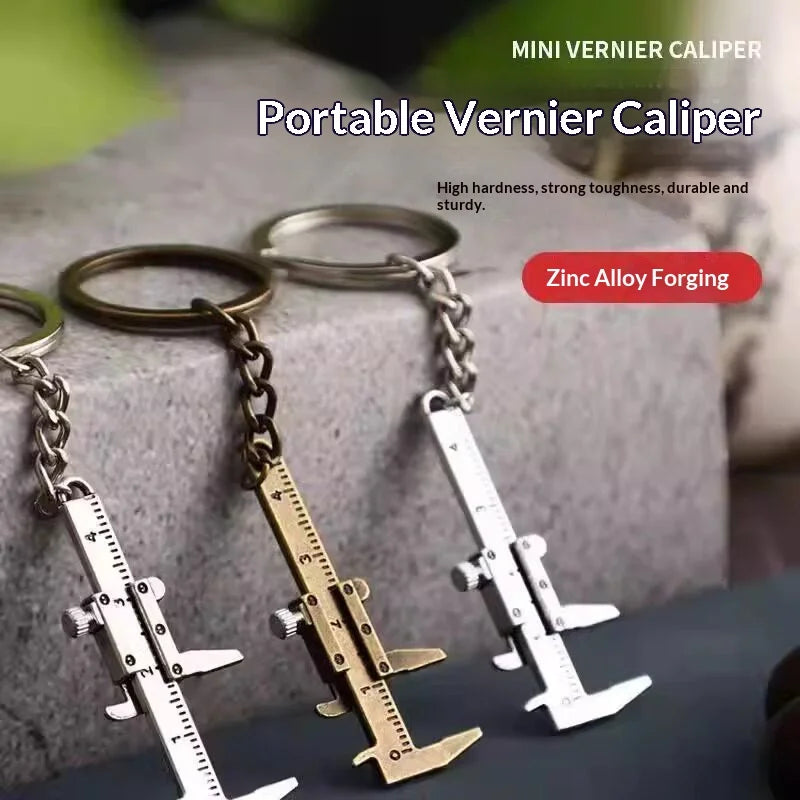 Mini Vernier Caliper Keychain – Zinc Alloy Pocket Measuring Tool