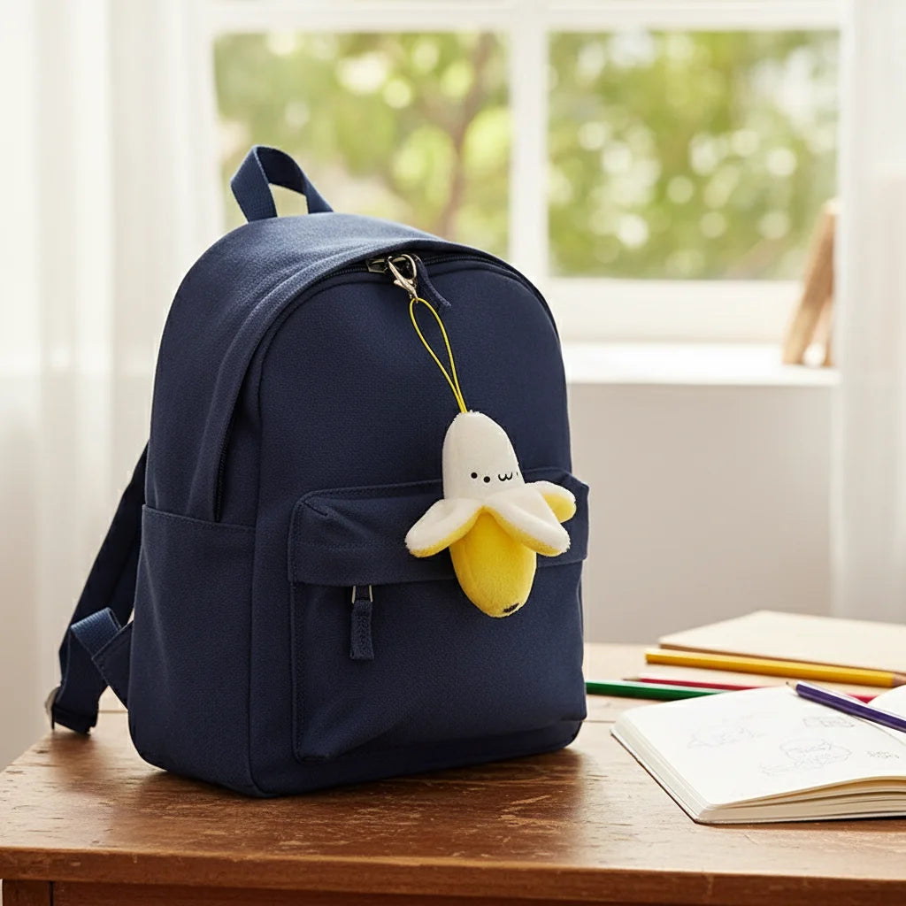 Banana Plush Keychain – Soft Cartoon Faux Fur Backpack Charm