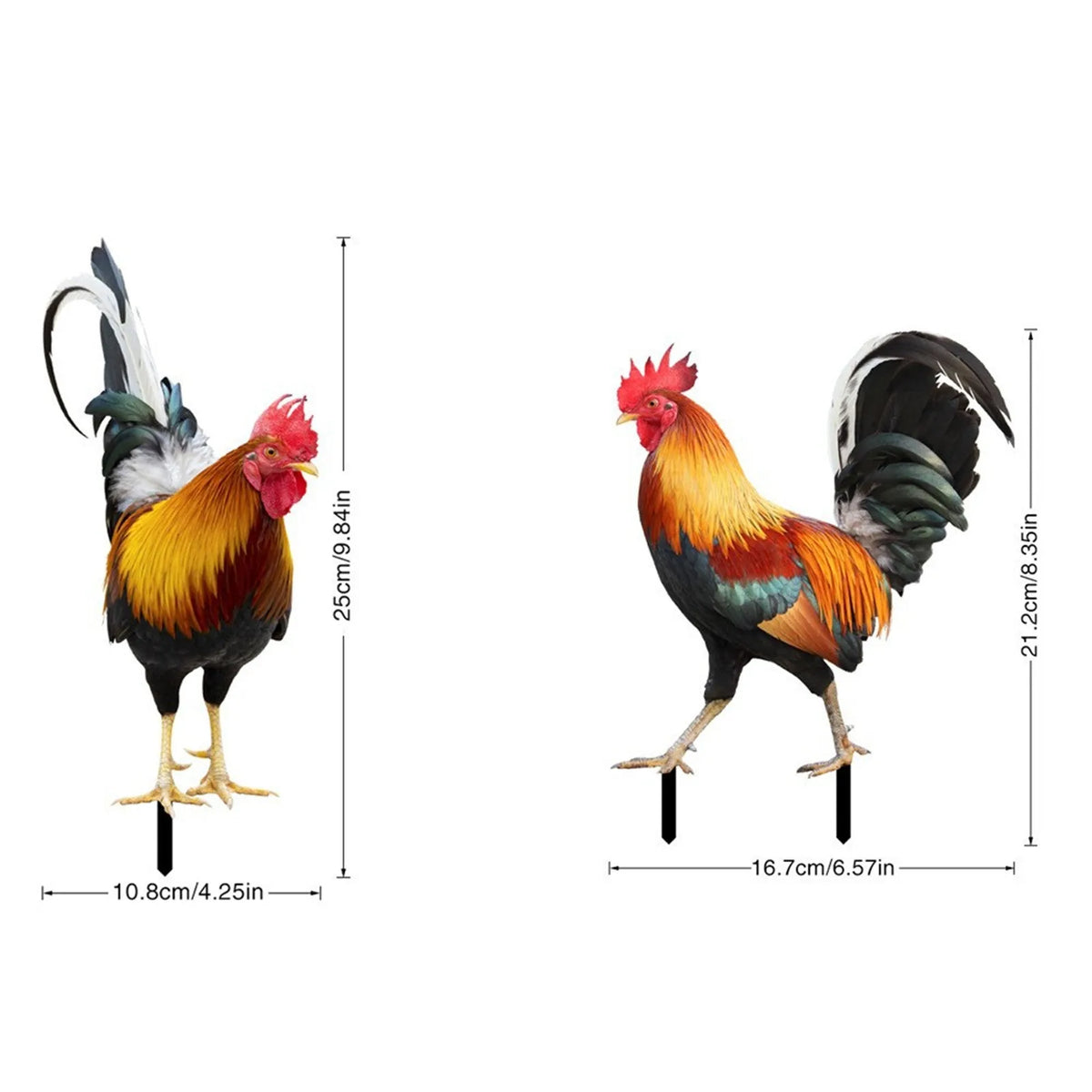 2D Acrylic Rooster Garden Stake – Weatherproof Yard Art Decor
