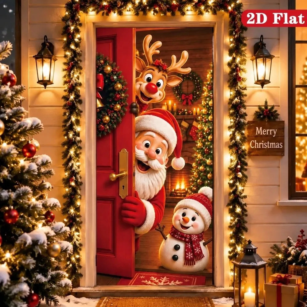 Christmas Door Cover Banner 90x200cm Holiday Décor