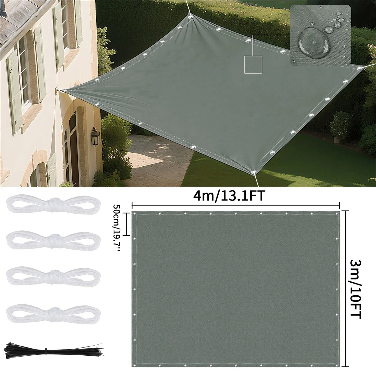 Waterproof Sun Shade Sail with Eyelets – UV Canopy Awning