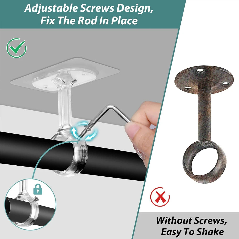 No-Drill Self Adhesive Curtain Rod Brackets – Wall & Ceiling