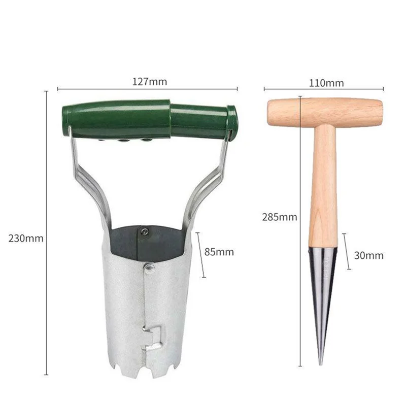 Stainless Steel Hand Dibber & Bulb Planter Set with Depth Marks