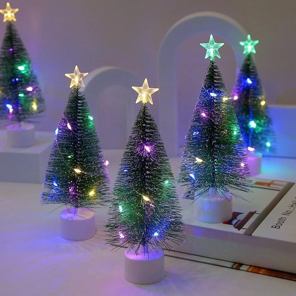 Mini LED Christmas Tree Tabletop Ornament with Star & Lights