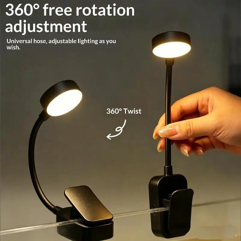 Flexible LED Clip-On Book Light – 3 Modes Eye-Friendly Reading Lamp