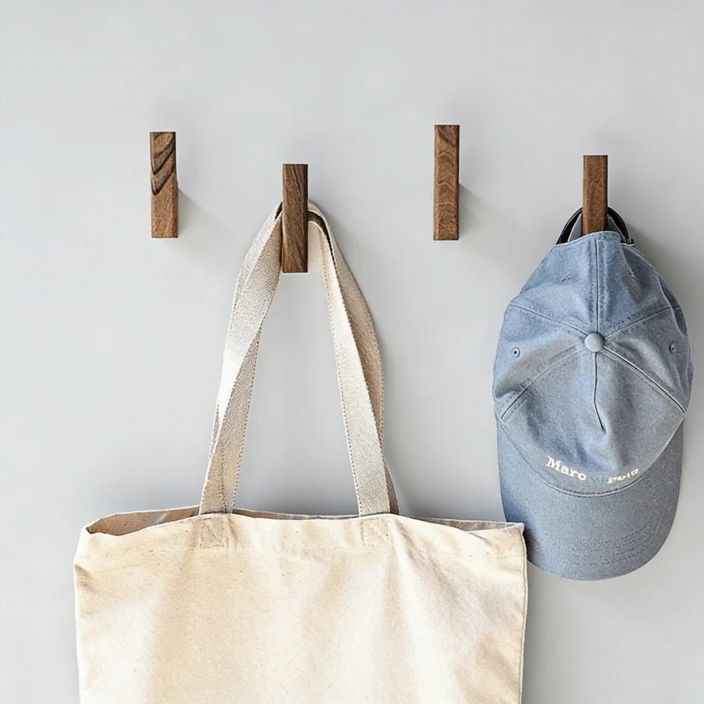 L-Shape Wood Wall Hook – Coat Hat Key Entryway Hanger