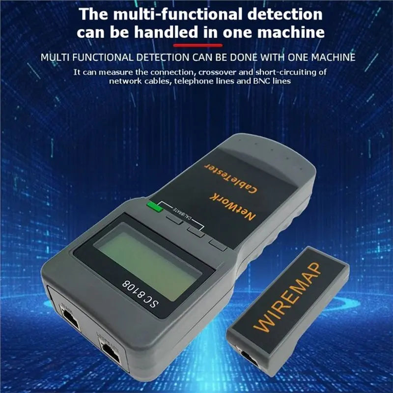 SC8108 LAN & Phone Cable Tester LCD – RJ45 Network Checker