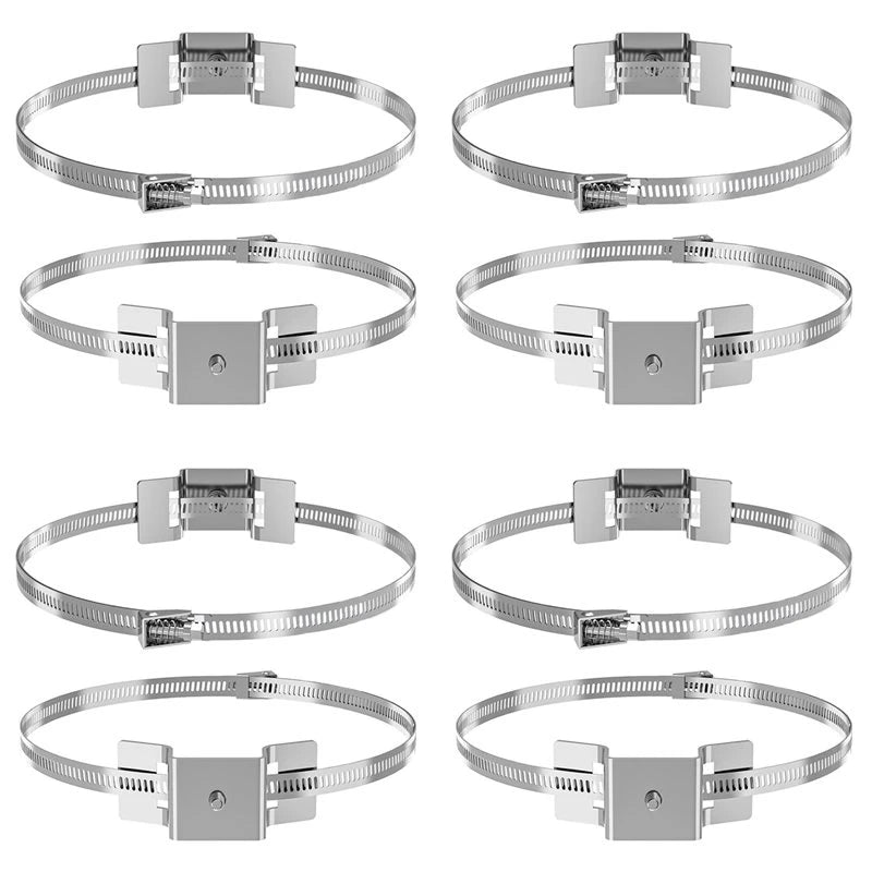 Adjustable Metal Sign Mounting Bracket for Large Poles – 8-Pack