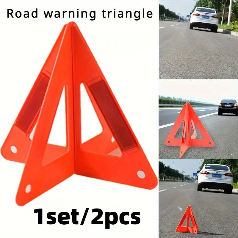 2-Pack Reflective Warning Triangles – Car Emergency Safety Kit