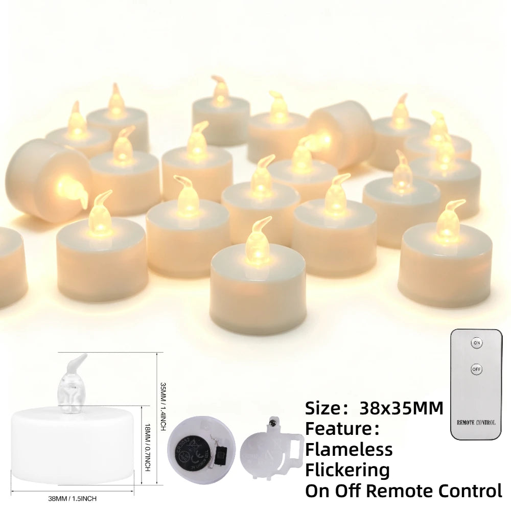 12/24 Pack Flameless LED Tea Light Candles Battery Operated