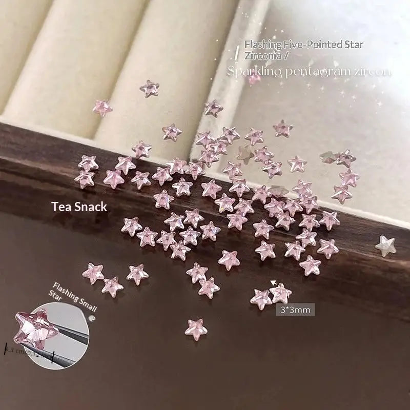50Pcs Star Zircon Nail Charms 3D Rhinestone DIY Nail Art Decor