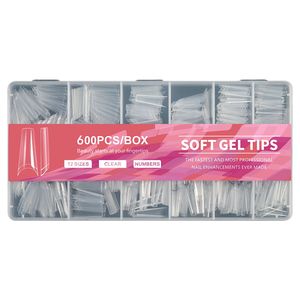 Aleekit 600pcs Soft Gel Coffin Nail Tips – 12 Sizes, Pre-Etched