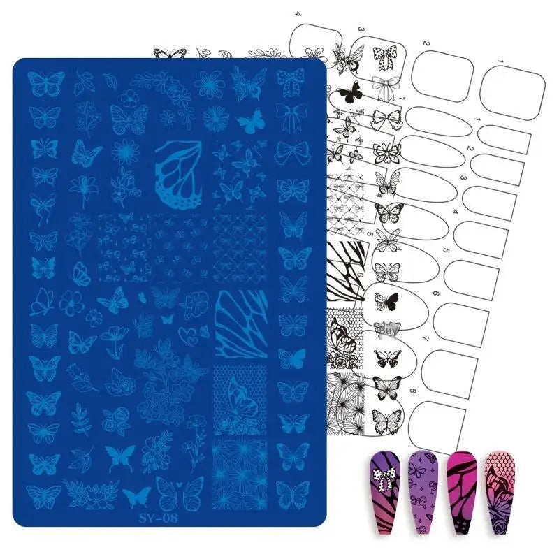 Etched Metal Nail Art Stamping Plate – Floral Lace Bow Decal