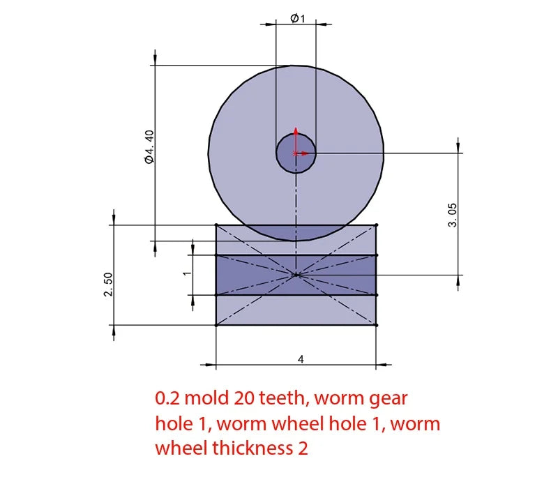 Modulus 0.2 Brass Worm Gear Set 90° Reduction for RC DIY Models