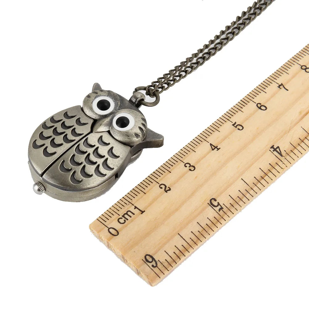 Vintage Owl Pocket Watch Necklace – Unisex Retro Pendant