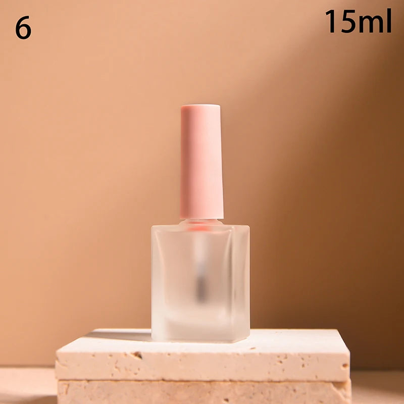 15ml Frosted Glass Nail Polish Bottle with Lid & Brush