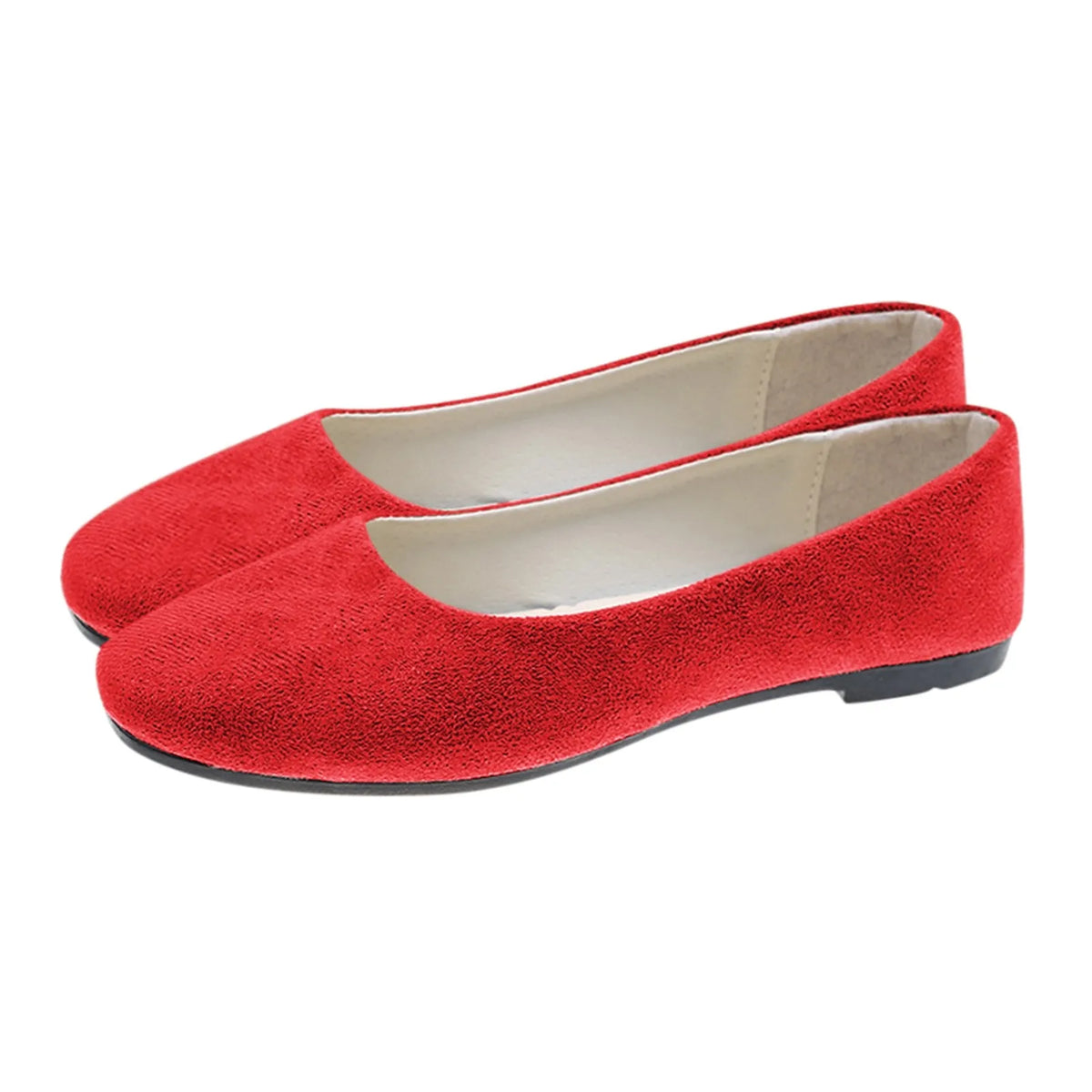 Women's Suede Ballet Flats Slip-On Round Toe Ballerina Shoes