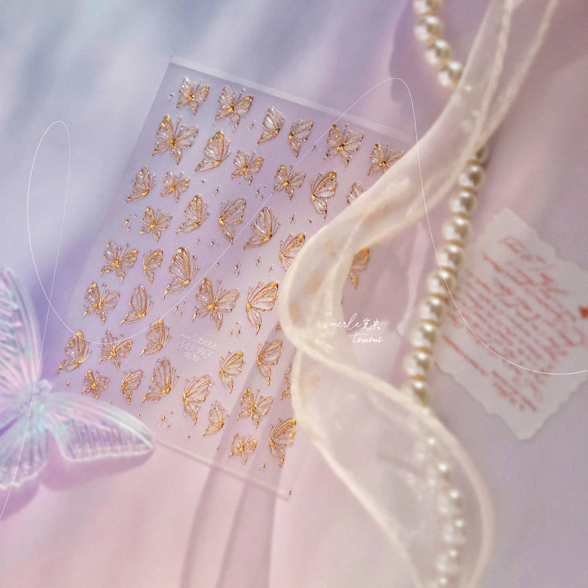5D Jelly Nail Stickers – Gold Butterfly 3D Manicure Decals