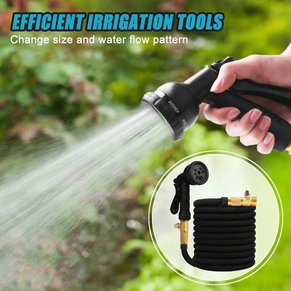 Expandable Garden Hose 25–100ft | 8-Mode Spray Nozzle