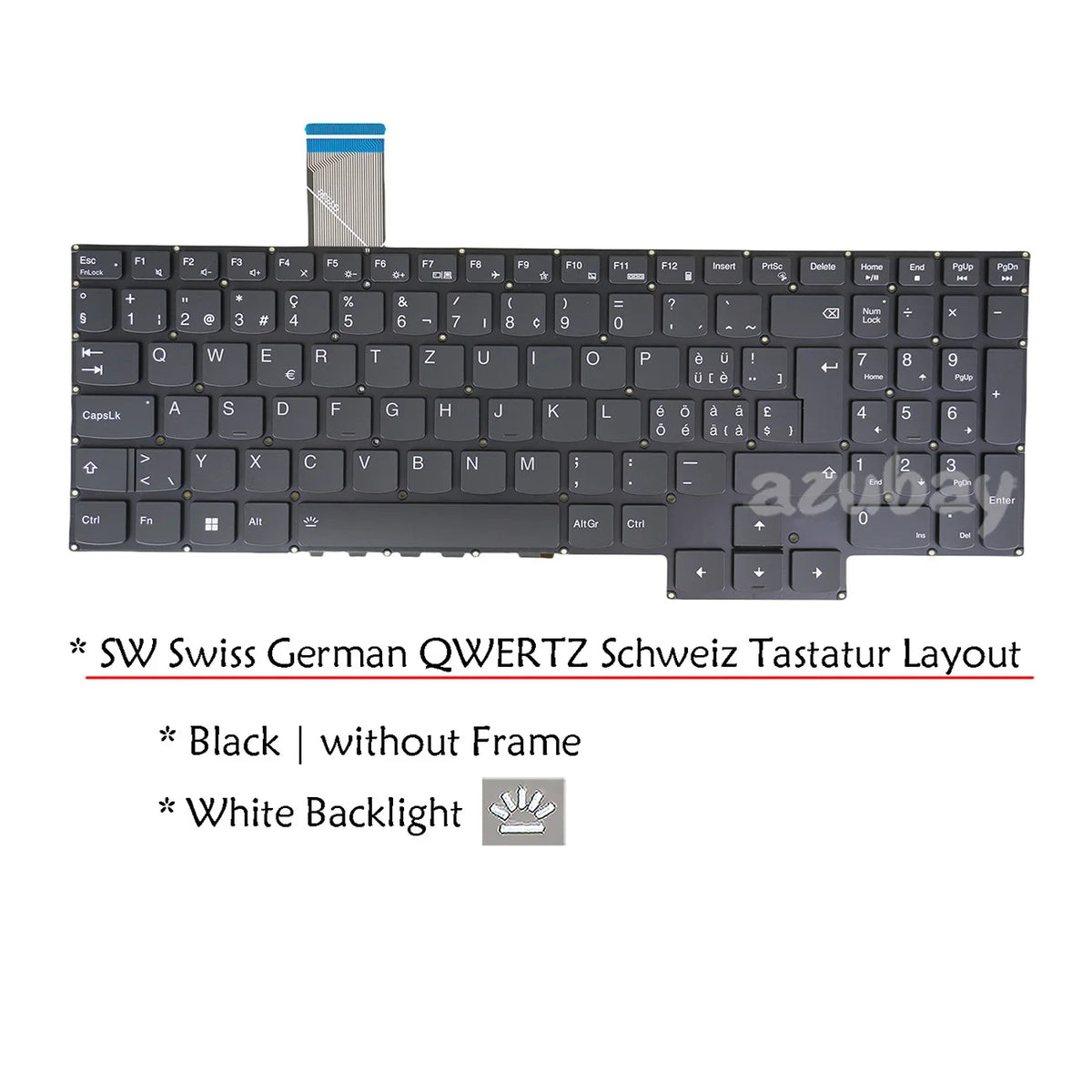 Swiss CH QWERTZ Backlit Keyboard – Lenovo Legion 5 Series