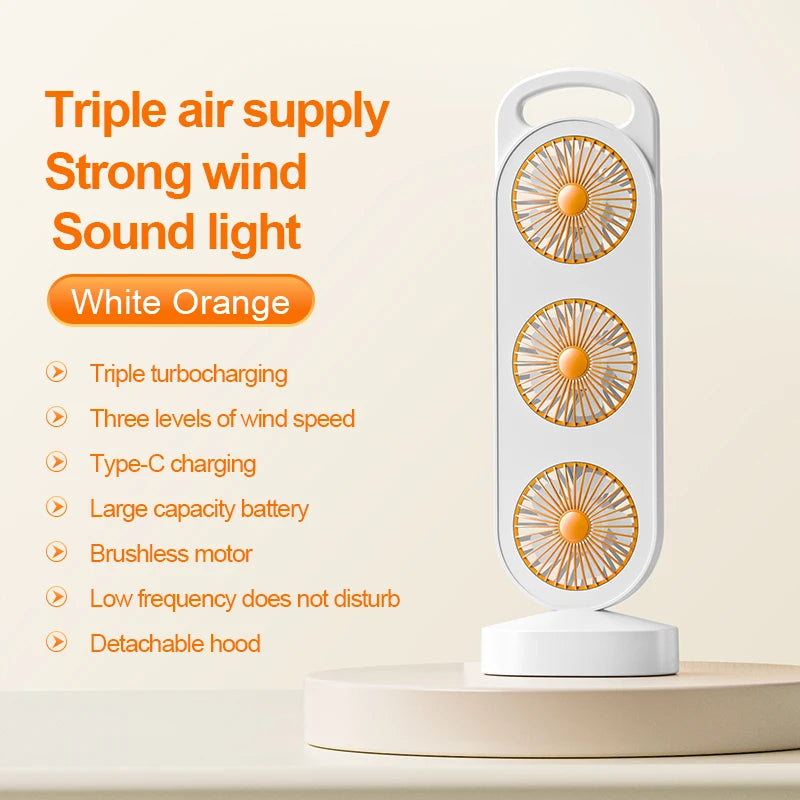 VIBE 3-Outlet USB Rechargeable Desktop Fan – 3 Speed Settings
