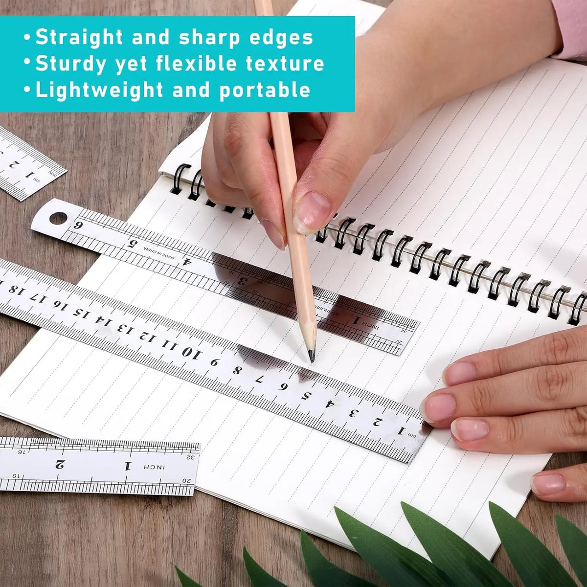 Stainless Steel Ruler & Cutting Mat Set – 15/20/30cm Woodworking