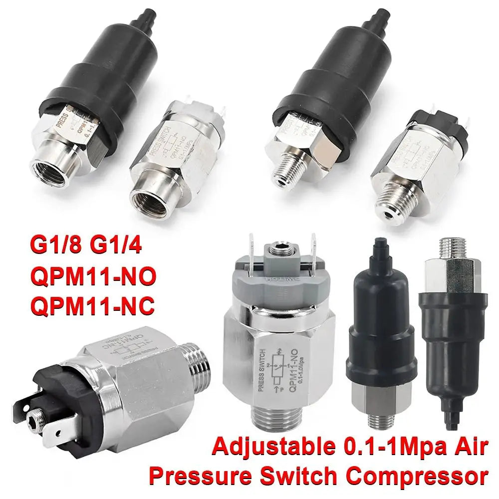 QPM11 Air Pressure Switch G1/8 G1/4 0.1–1MPa NO NC Adjustable