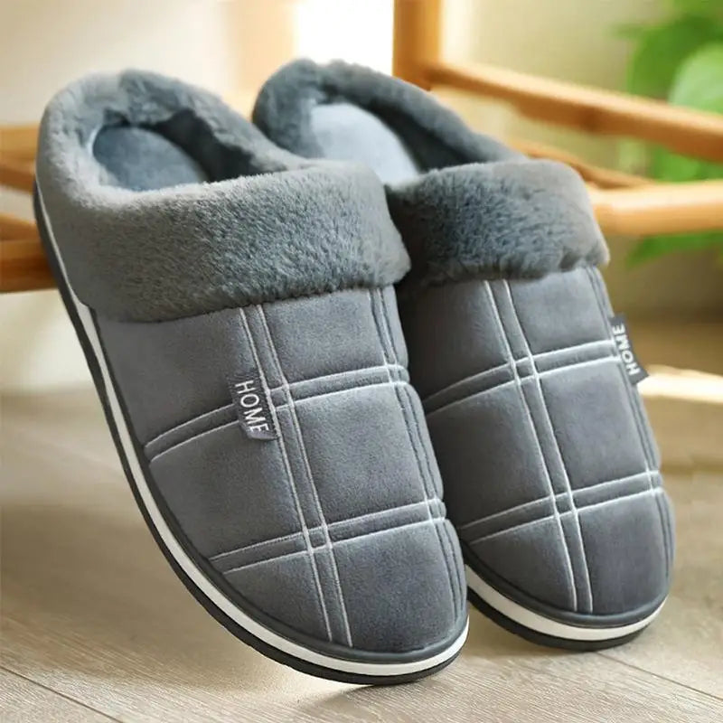 VIBE Men's Wide Width Plush Memory Foam Slippers – Non-Slip