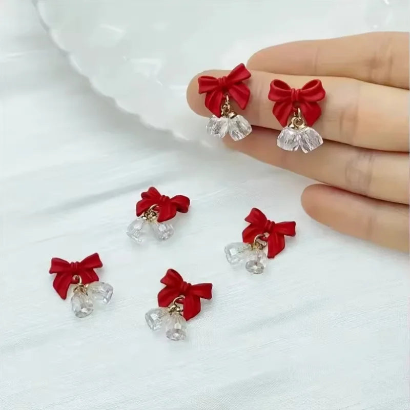 3D Christmas Bell Nail Charms – Crystal Bowknot Set of 3