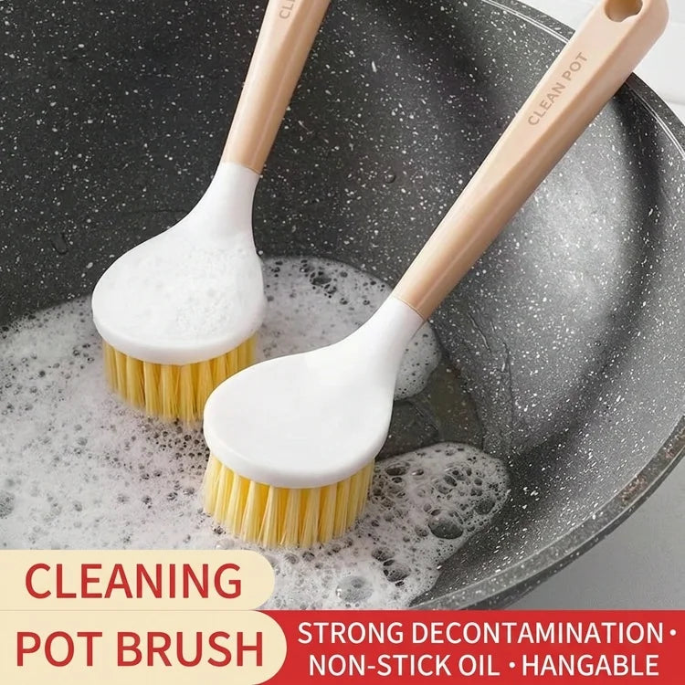 Long Handle Pot Cleaning Brush – Non-Scratch PP Bristle Scrubber
