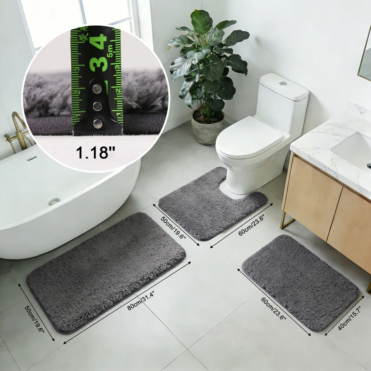 3-Piece Microfibre Bath Mat Set – Non-Slip & Absorbent