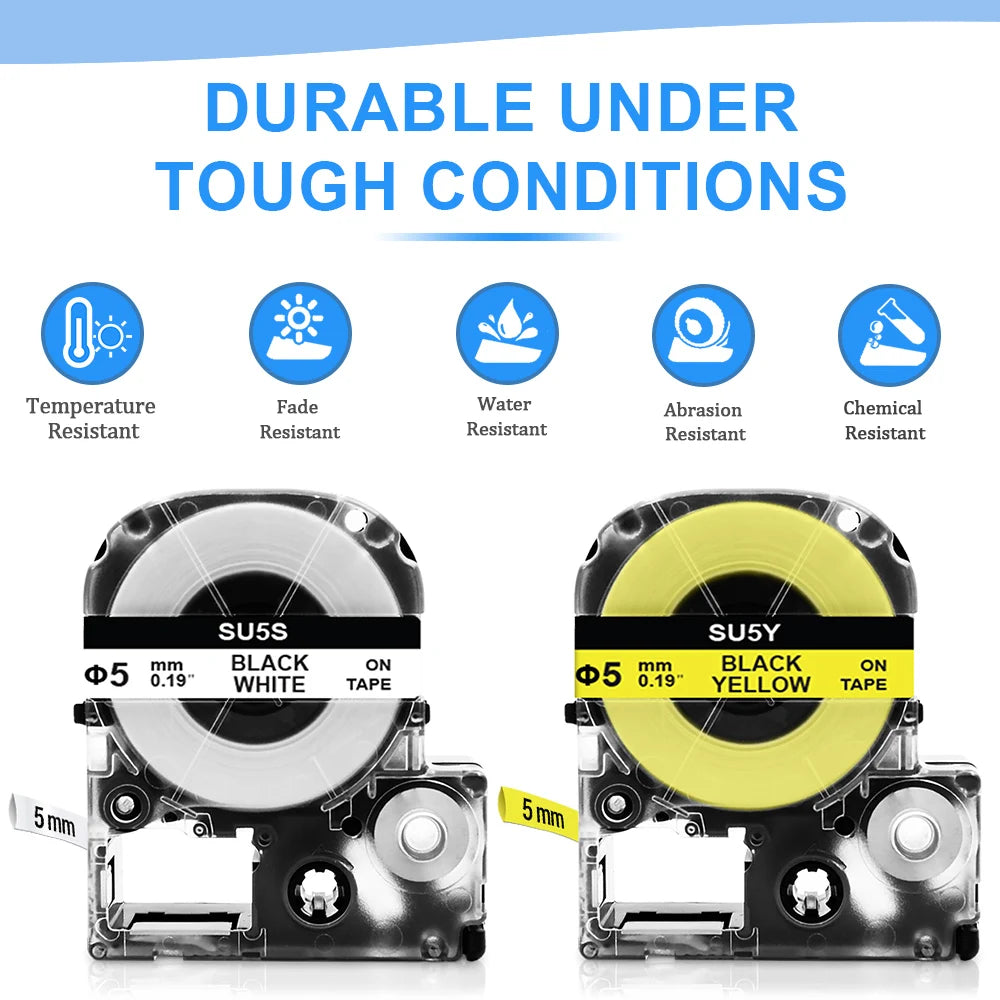 Heat Shrink Tube Labels SU3 SU5 SU11 for Epson LW & KingJim