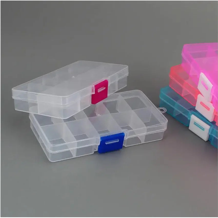 10-Slot Adjustable Plastic Jewelry Organizer Box – Bead Storage