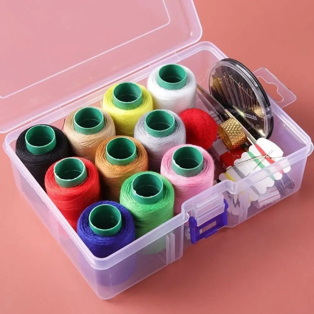 21-Piece Sewing Kit with Storage Box & 10-Color Thread Set