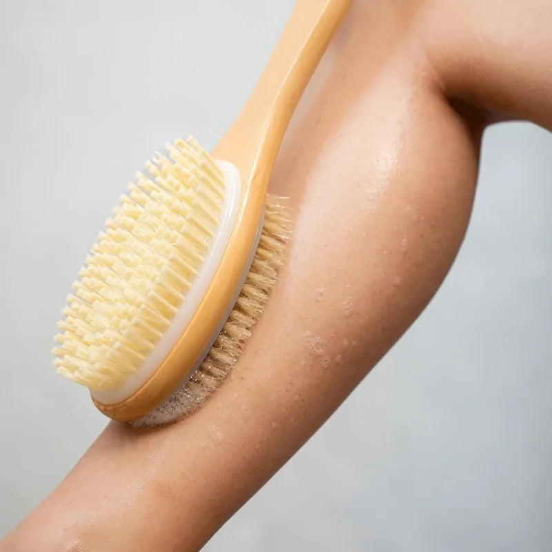 Dual-Sided Long Handle Shower Brush – Body Scrubber & Exfoliator