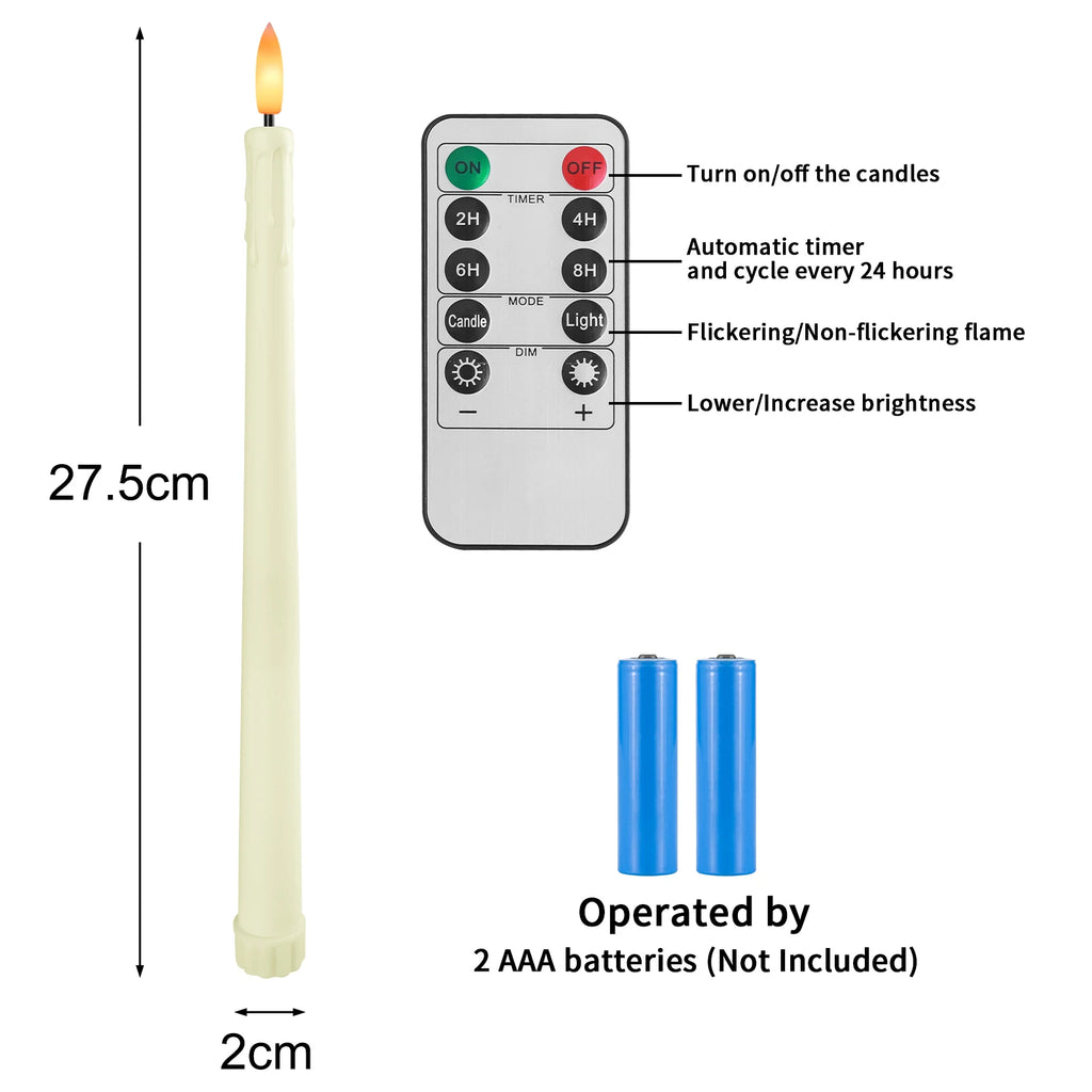 Flameless LED Taper Candles 12/24 Pack with Remote & Timer