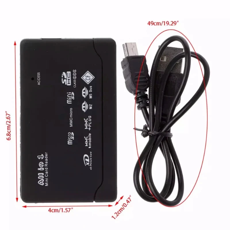 USB 2.0 All-in-One Mini Memory Card Reader – TF CF Micro SD