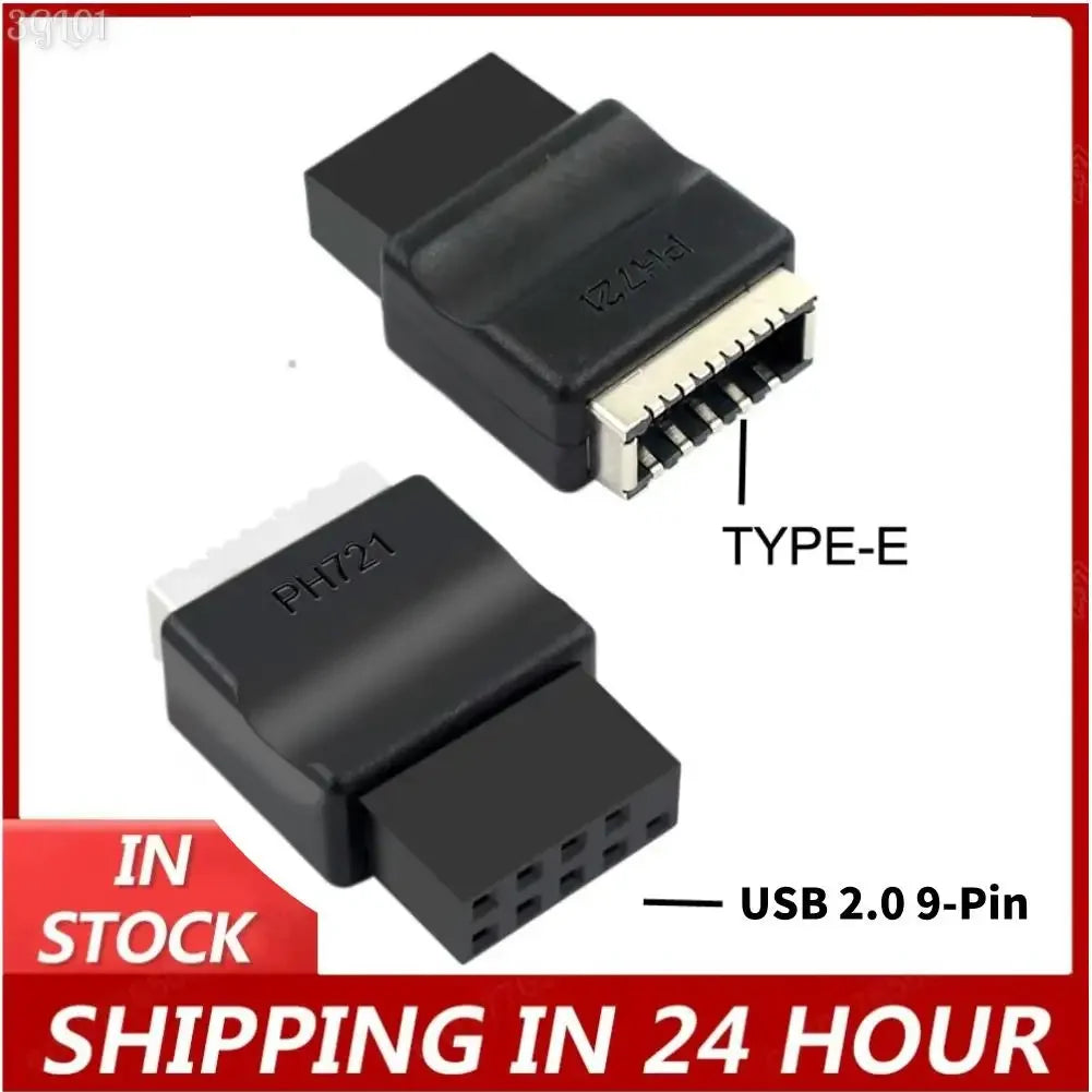 USB 2.0 9-Pin to Type-E Front Panel Header Adapter for PC