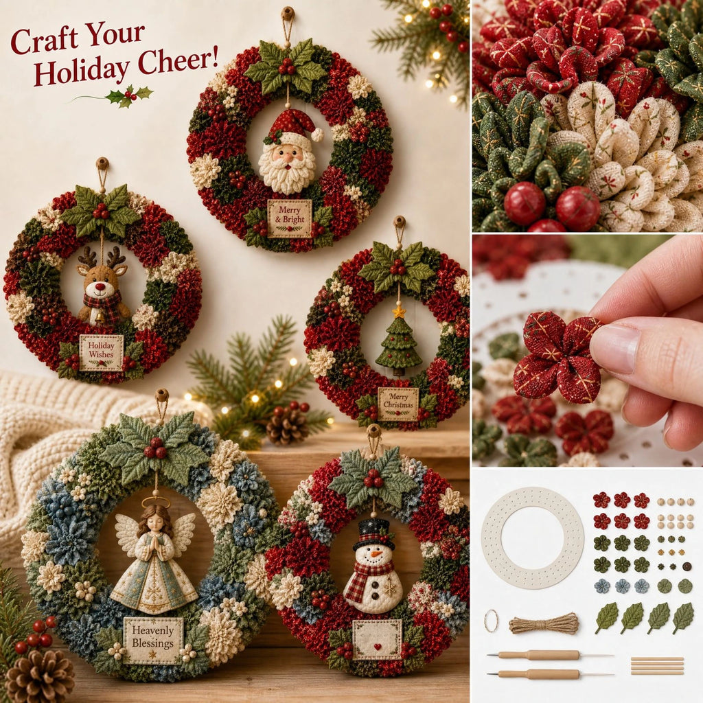 DIY Patchwork Wreath Kit – Christmas Holiday Craft Set