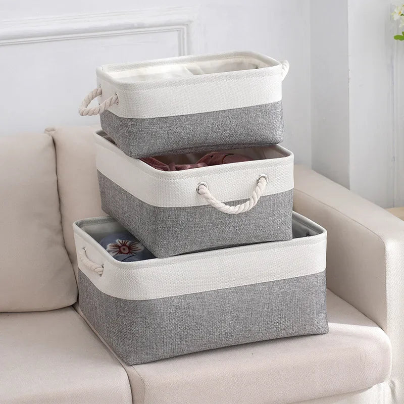 Foldable Linen Storage Basket with Handles – Large Capacity