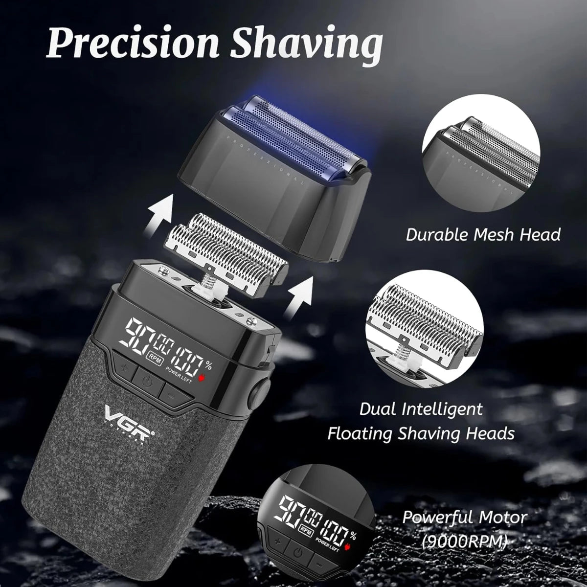 VGR V-640 Cordless Hair Clipper Trimmer Shaver 9000 RPM