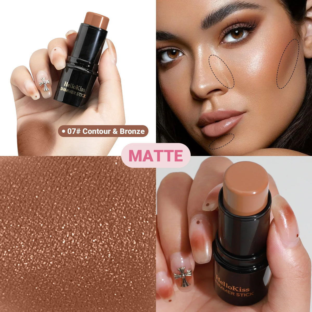 OREADEX 15-Color Shimmer Bronzer Highlighter Contour Stick